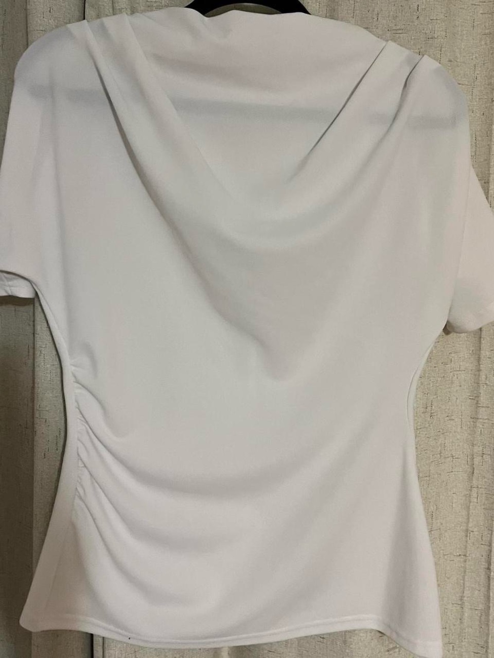 Boohoo White Drape-Neck Short Sleeve Top